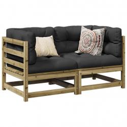 Salon de jardin 2 pcs avec coussins bois de pin imprégné alsavelo