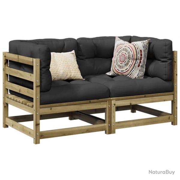 Salon de jardin 2 pcs avec coussins bois de pin imprgn alsavelo