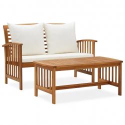 Salon de jardin 2 pcs avec coussins bois d'acacia solide alsavelo