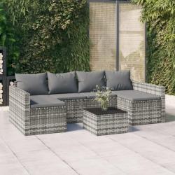 Salon de jardin 2 pcs avec coussins Gris Résine tressée