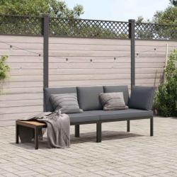 Salon de jardin 2 pcs avec coussins noir aluminium