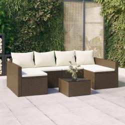 Salon de jardin 2 pcs avec coussins Marron Résine tressée alsavelo