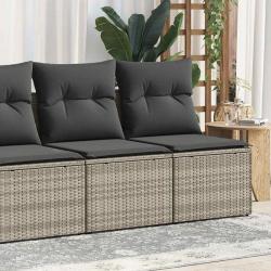 Salon de jardin 2 pcs avec coussins gris clair polyrotin acacia