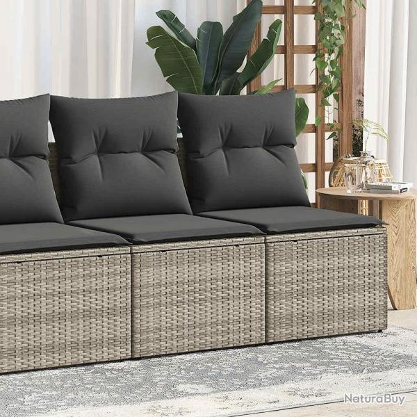 Salon de jardin 2 pcs avec coussins gris clair polyrotin acacia alsavelo
