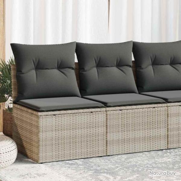 Salon de jardin 2 pcs avec coussins gris clair polyrotin acacia