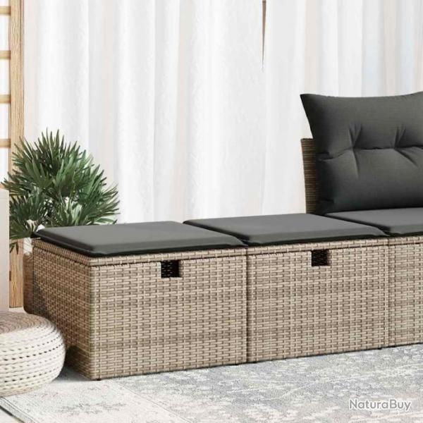 Salon de jardin 2 pcs avec coussins gris rsine tresse acacia