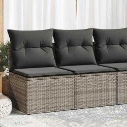Salon de jardin 2 pcs avec coussins gris résine tressée acacia alsavelo