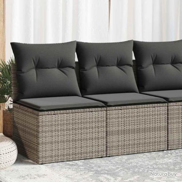 Salon de jardin 2 pcs avec coussins gris rsine tresse acacia