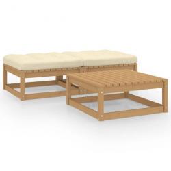 Salon de jardin 3 pcs avec coussins Bois de pin massif alsavelo