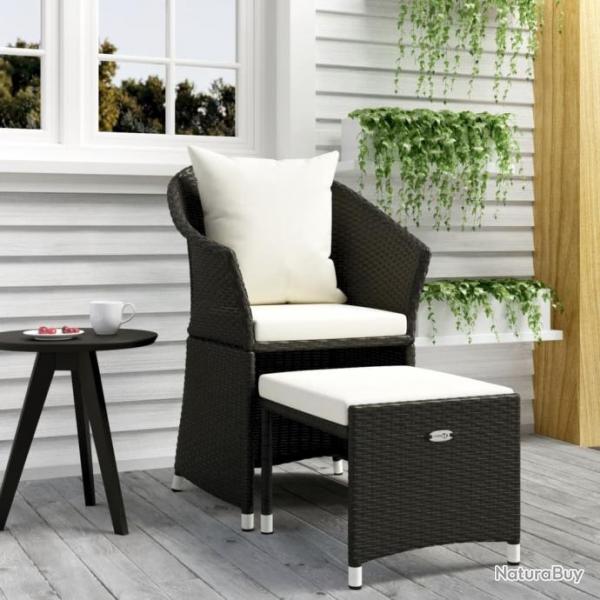 Salon de jardin 2 pcs avec coussins Noir Rsine tresse alsavelo