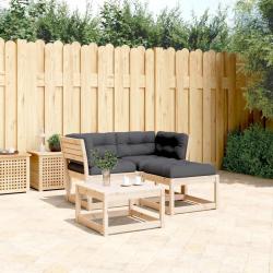 Salon de jardin 3 pcs avec coussins bois de pin massif alsavelo