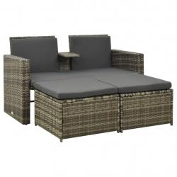 Salon de jardin 3 pcs avec coussins Résine tressée Gris alsavelo