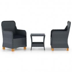 Salon de jardin 3 pcs avec coussins résine tressée gris foncé alsavelo