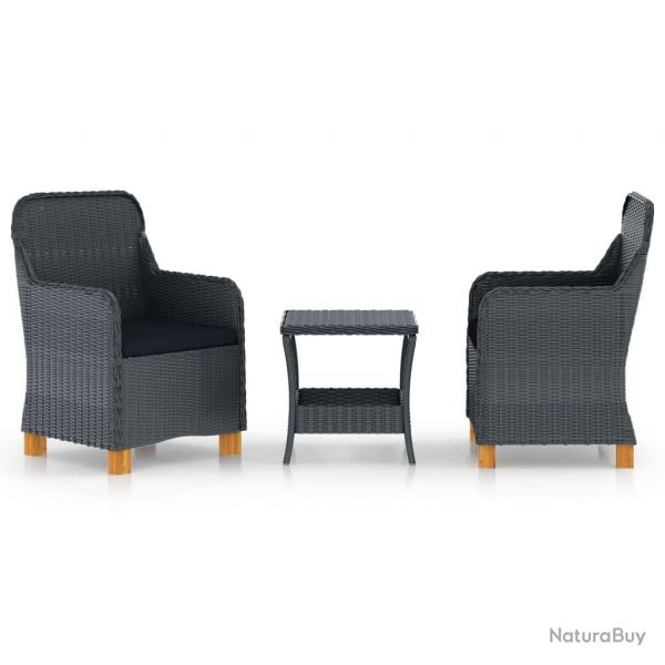 Salon de jardin 3 pcs avec coussins rsine tresse gris fonc alsavelo