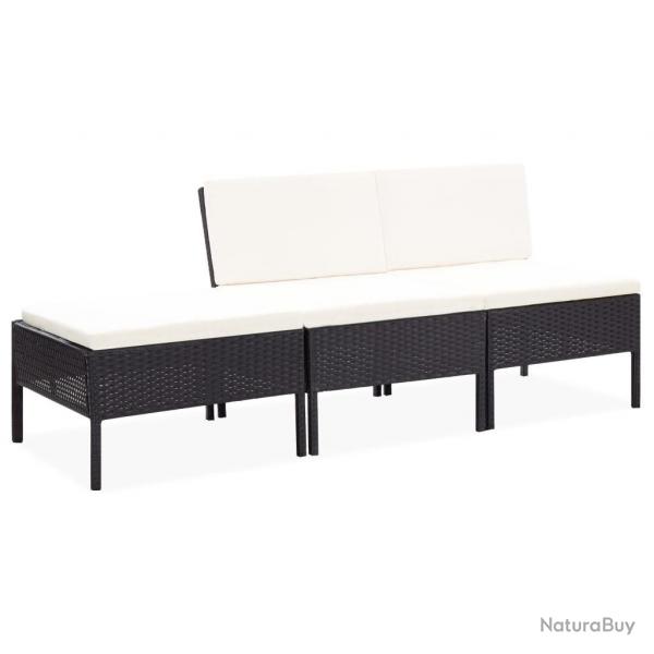 Salon de jardin 3 pcs avec coussins Rsine tresse Noir alsavelo