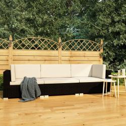 Salon de jardin 3 pcs avec coussins résine tressée noir alsavelo