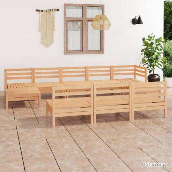 Salon de jardin 10 pcs Bois de pin massif VID