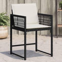 Chaises de jardin lot de 4 avec coussins noir résine tressée alsavelo