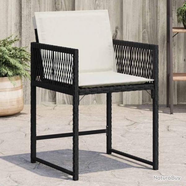 Chaises de jardin lot de 4 avec coussins noir rsine tresse