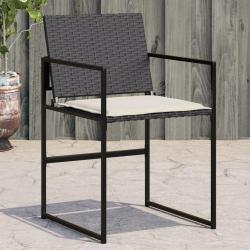 Chaises de jardin lot de 4 avec coussins noir résine tressée alsavelo