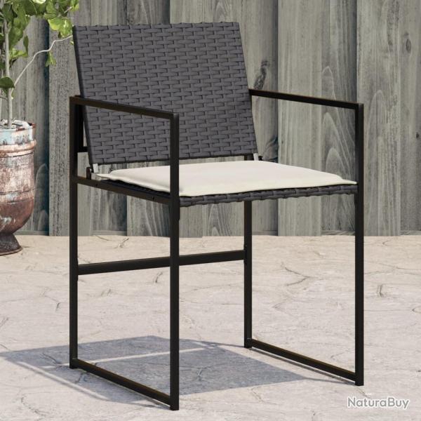 Chaises de jardin lot de 4 avec coussins noir rsine tresse alsavelo