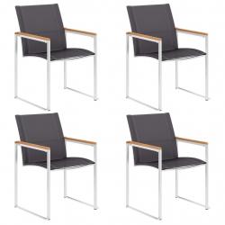 Chaises de jardin lot de 4 Textilène et acier inoxydable Gris alsavelo