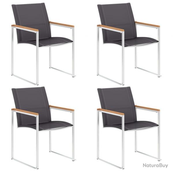 Chaises de jardin lot de 4 Textilne et acier inoxydable Gris alsavelo