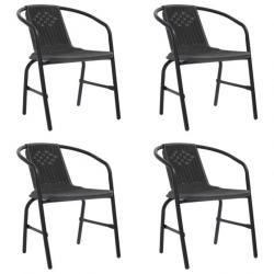 Chaises de jardin lot de 4 Rotin plastique et acier 110 kg