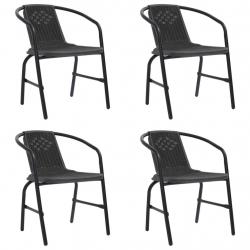 Chaises de jardin lot de 4 Rotin plastique et acier 110 kg alsavelo