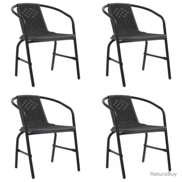 Chaises de jardin lot de 4 Rotin plastique et acier 110 kg