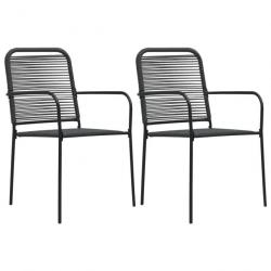 Chaises de jardin lot de 2 Corde en coton et acier Noir