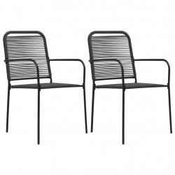 Chaises de jardin lot de 2 Corde en coton et acier Noir alsavelo