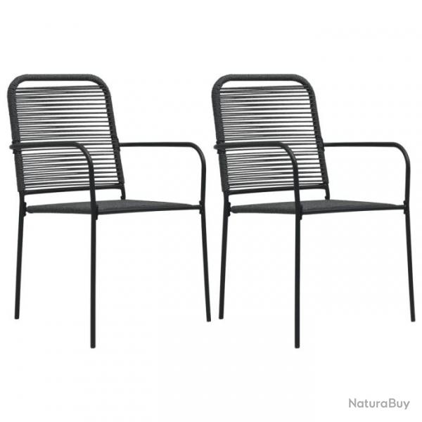 Chaises de jardin lot de 2 Corde en coton et acier Noir