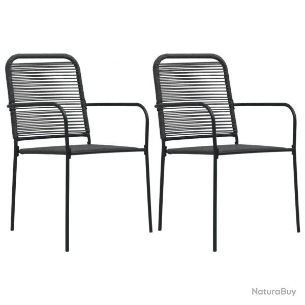 Chaises de jardin lot de 2 Corde en coton et acier Noir alsavelo