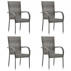 Chaises empilables d'extérieur lot de 4 Gris Résine tressée alsavelo