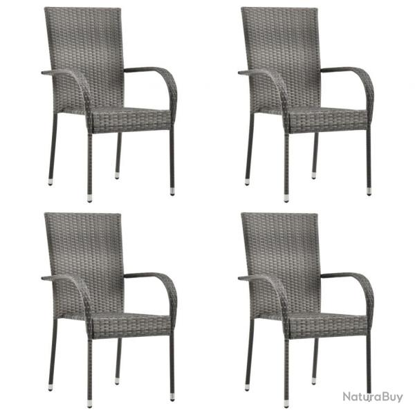 Chaises empilables d'extrieur lot de 4 Gris Rsine tresse alsavelo
