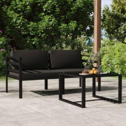 Salon de jardin 3 pcs avec coussins Aluminium Anthracite