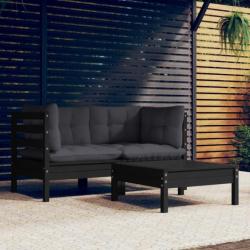 Salon de jardin 3 pcs avec coussins anthracite bois de pin