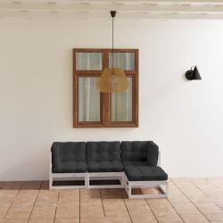 Salon de jardin 4 pcs avec coussins Bois de pin massif alsavelo