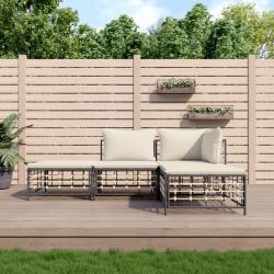 Salon de jardin 4 pcs avec coussins anthracite résine tressée alsavelo