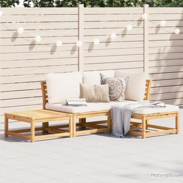 Salon de jardin 4 pcs avec coussins Bois d'acacia solide