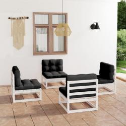 Salon de jardin 4 pcs avec coussins Bois de pin massif