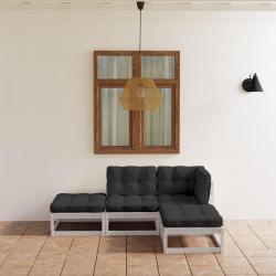 Salon de jardin 4 pcs avec coussins Bois de pin massif alsavelo