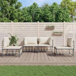 Salon de jardin 4 pcs avec coussins anthracite résine tressée alsavelo
