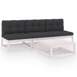 Salon de jardin 4 pcs avec coussins Bois de pin massif alsavelo