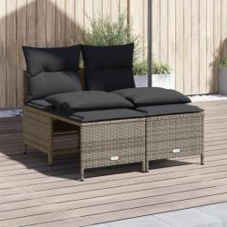 Salon de jardin 4 pcs avec coussins gris résine tressée