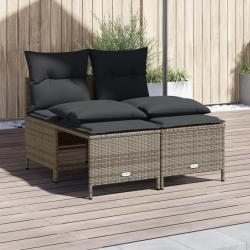 Salon de jardin 4 pcs avec coussins gris résine tressée alsavelo