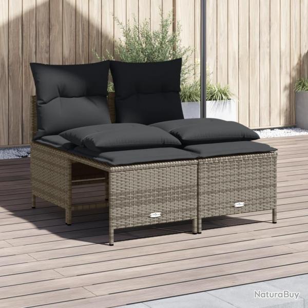 Salon de jardin 4 pcs avec coussins gris rsine tresse alsavelo