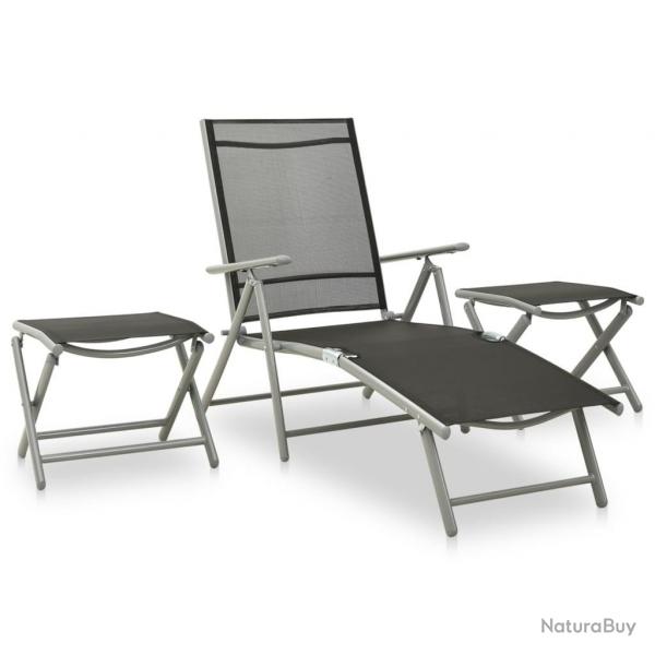 Salon de jardin 3 pcs textilne et aluminium argent alsavelo