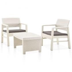 Salon de jardin 3 pcs Plastique Blanc